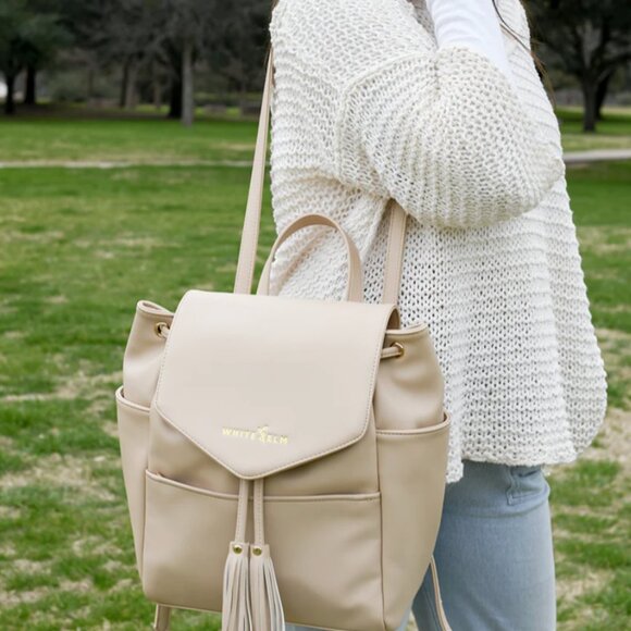 Luna Drawstring Convertible Backpack NEW + bag WEST ELM leather SAND*** - Picture 2 of 16